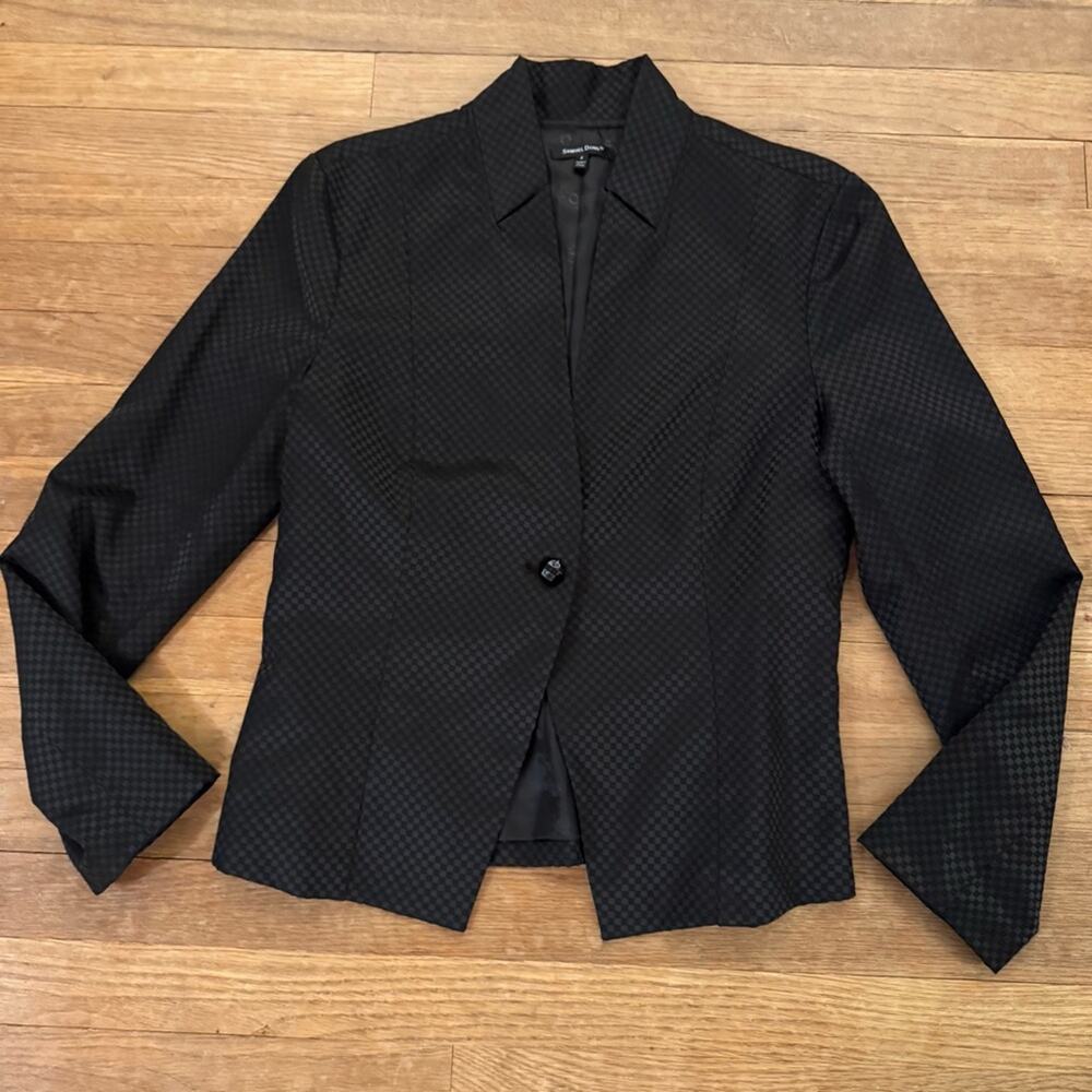 Samuel Dong black jacquard one button blazer size small S b22